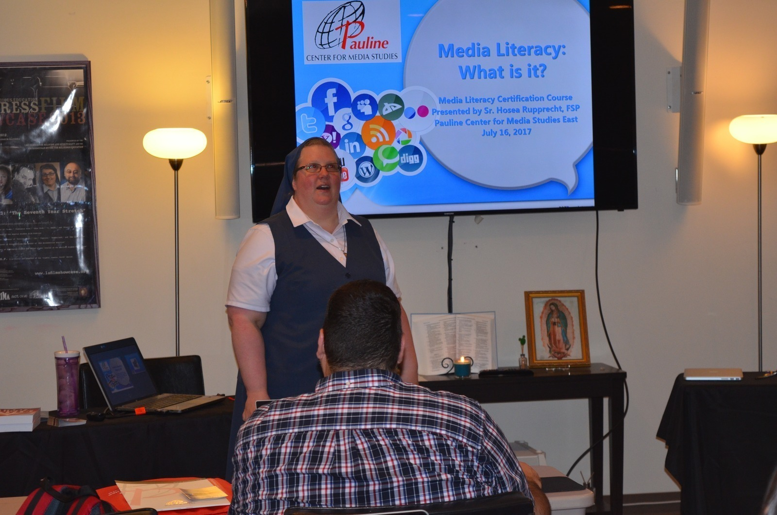 Sr. Hosea teaching at the 2017 Media Literacy Course